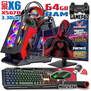 Deadpool Xeon X5670 3.30ghz 64gb Ram 512gb Ssd Rx 550-4gb E.kartı 24 Monitör Gaming Bilgisayar
