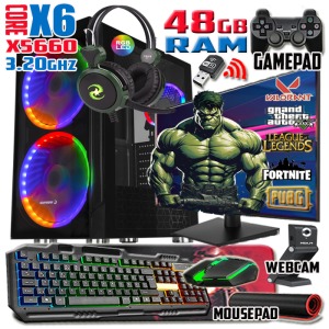 Hulk Xeon X5660 3.20ghz 48gb Ram 512gb Ssd Rx 550-4gb E.kartı 24 Monitör Gaming Bilgisayar