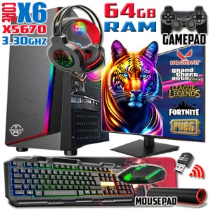 Tiger Xeon X5670 3.30ghz 64gb Ram 512gb Ssd R7 240-4gb E.kartı 24 Monitör Gaming Bilgisayar