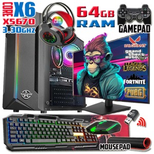 Monkey Xeon X5670 64gb Ram 256gb Ssd 250gb Hdd R7 240-4gb E.kartı 20 Monitör Gaming Bilgisayar